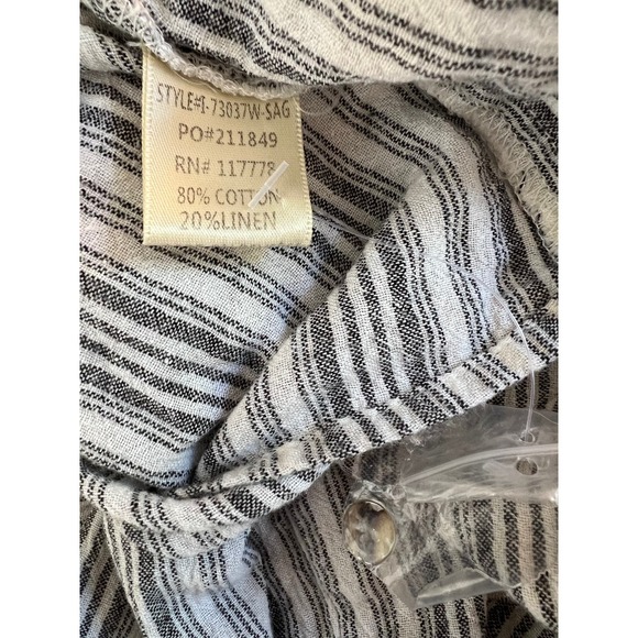 LoveStitch Fallon Cutout Grey & White Striped Long Sleeve Boho Midi Dress Size L - Picture 8 of 10